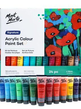 New Mont Marte Acrylic Paint Paints Set 24 Colors 36ml Tubes Art Supplies Craft